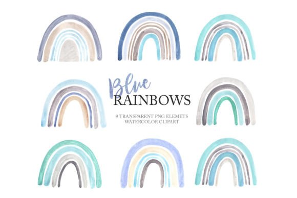 Download Watercolor Blue Baby Boy Rainbow Clipart - Premium Resources